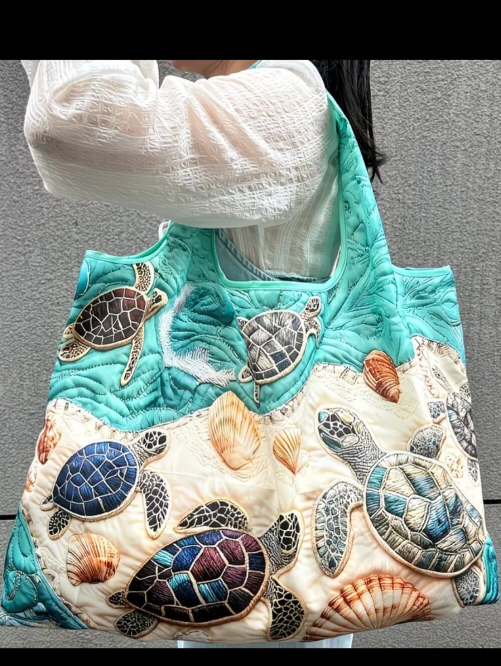 🆕️🐚🐢Turquoise Sea Turtle Nylon Tote Bag 🐢🐚